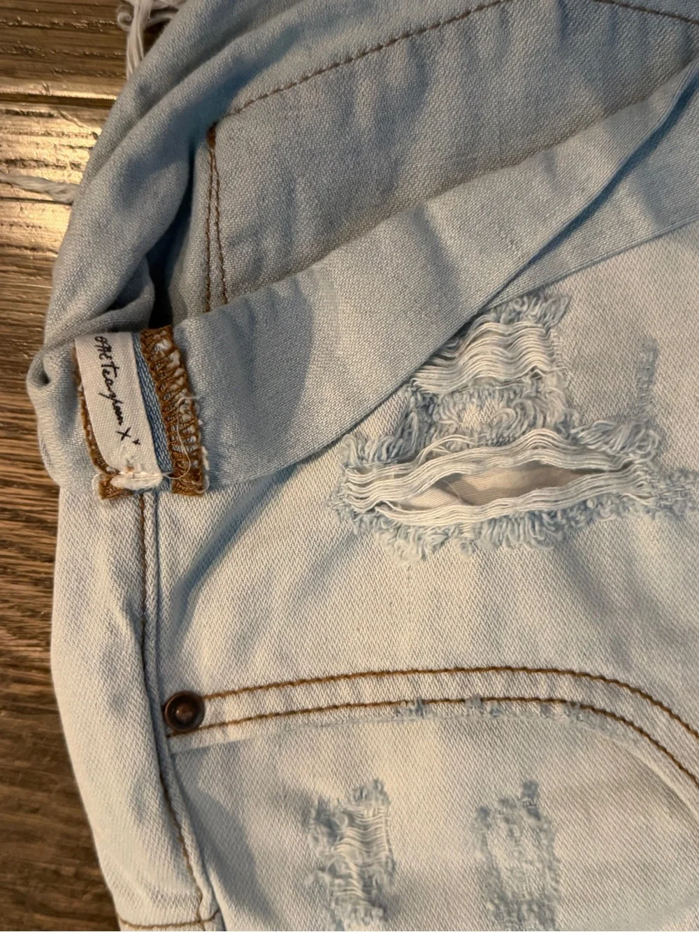One Teaspoon Light Blue Button-Fly Denim Shorts